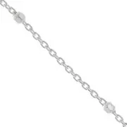 Cadena eslabón forcat con cuentas redondas facetadas 2 mm(1x2) Plata 925 x50cm