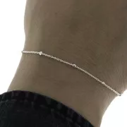 Cadena eslabón forcat con cuentas redondas facetadas 2 mm(1x2) Plata 925 x50cm