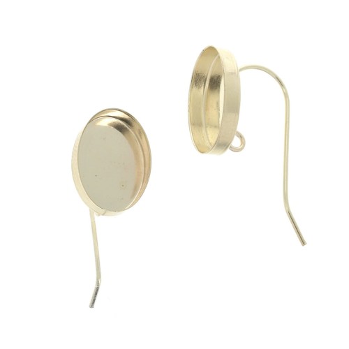 Ganchos pendientes ovalados para cabuchón 14x10mm anilla abierta Gold Filled x2