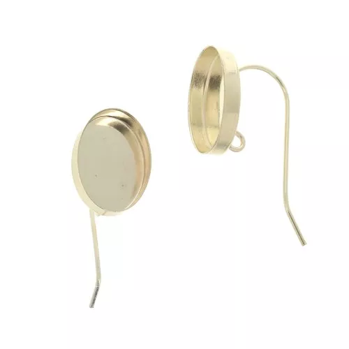 Ganchos pendientes ovalados para cabuchón 14x10mm anilla abierta Gold Filled x2