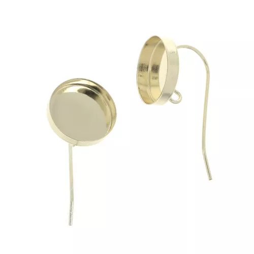 Ganchos pendientes redondos para cabuchón 12 mm - anilla abierta- Gold Filled x2