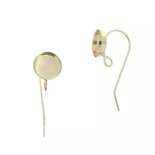 Ganchos pendientes redondos para cabuchón 8 mm - anilla abierta - Gold Filled x2