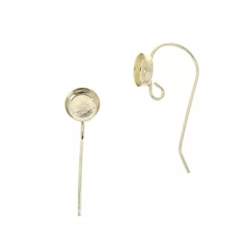 Ganchos pendientes redondos para cabuchón 6 mm - anilla abierta - Gold Filled x2