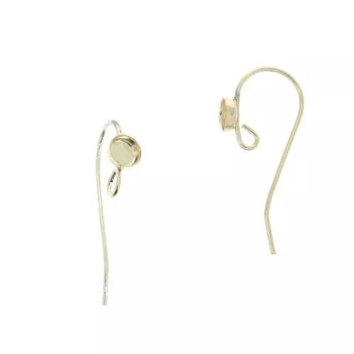 Ganchos pendientes redondos para cabuchón 4 mm - anilla abierta - Gold Filled x2