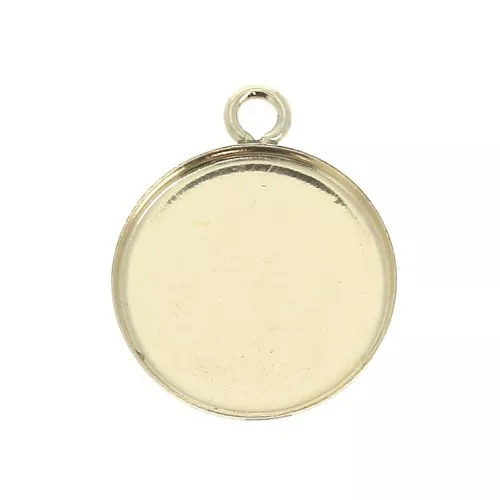Colgante redondo para cabuchón fondo plano 12 mm - Gold Filled x1