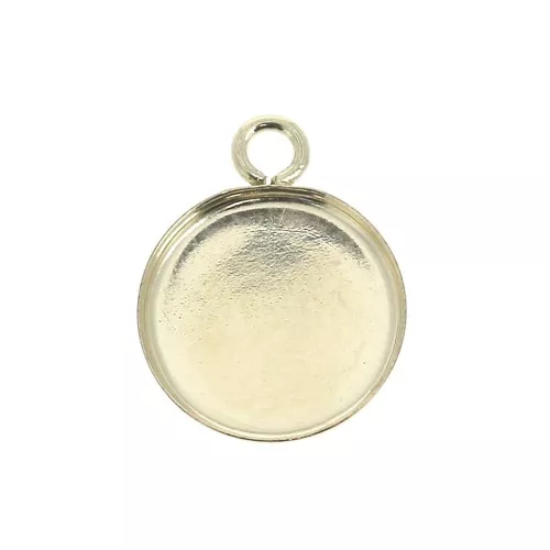 Colgante redondo para cabuchón fondo plano 10 mm - Gold Filled x1