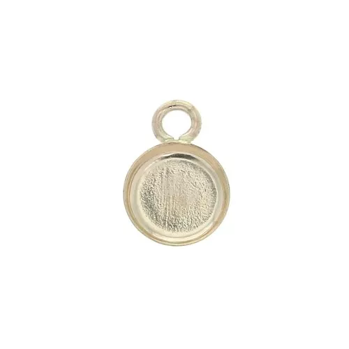 Colgante redondo para cabuchón fondo plano 6 mm - Gold Filled x1
