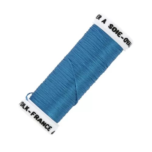 Hilo para bordar de seda ovalado para bordado tradicional Bleu roi (114) x30m