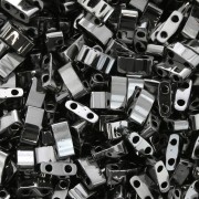 Miyuki Half Tila Beads 5x2.3x1.9mm HTL-55036 - Black Full Chrome x10g