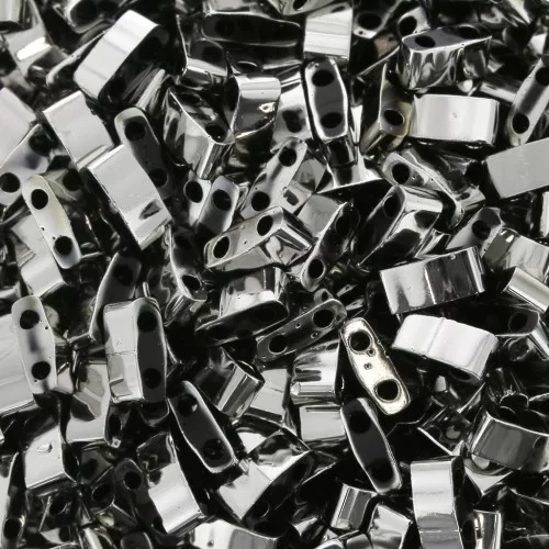 Miyuki Half Tila Beads 5x2.3x1.9mm HTL-55097 - Black Argentic Full x10g