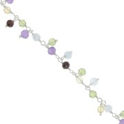 Cadena de fantasía 6.5 mm con piedras gemas redondas - Plata 925 x20cm|raw }}
