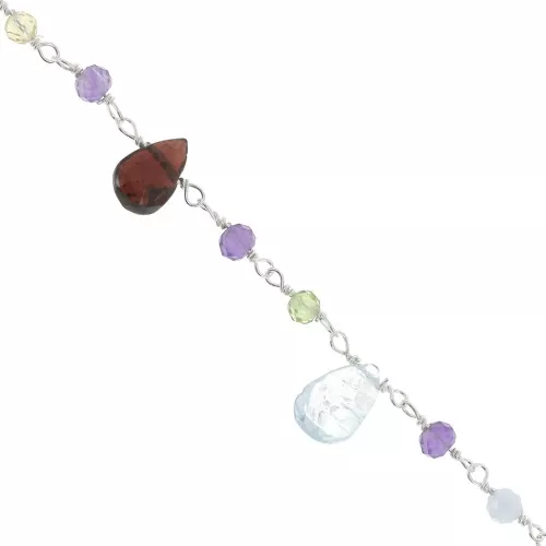 Cadena de fantasía 7.5mm con piedras gemas gotas - de Plata 925 x20cm