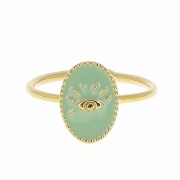 Anillo ovalado ajustable de latón resina epoxi - ojo - Dorado con oro fino Mint x1|raw }}