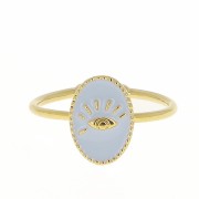 Anillo ovalado ajustable resina epoxi - ojo - Dorado con oro- Color Malva claro x1|raw }}