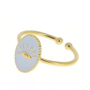 Anillo ovalado ajustable resina epoxi - ojo - Dorado con oro- Color Malva claro x1
