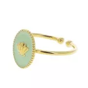Anillo ovalado ajustable resina epoxi - concha - Dorado con oro fino - Mint x1