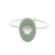 Anillo ajustable resina epoxi - estampado concha - chapado en plata fina - Mint x1|raw }}