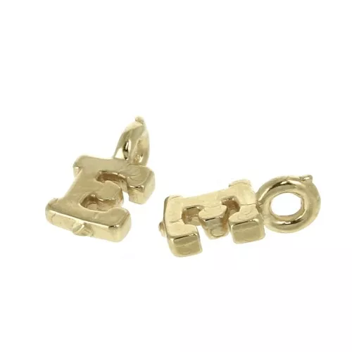 Dije letra alfabeto 8 mm con anilla cerrada - E - Chapado de Oro 3 micras x1