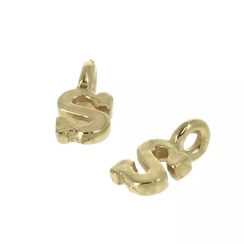 Dije letra alfabeto 8 mm con anilla cerrada - S - Chapado de Oro 3 micras x1