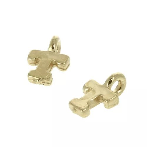 Dije letra alfabeto 8 mm con anilla cerrada - T - Chapado de Oro 3 micras x1