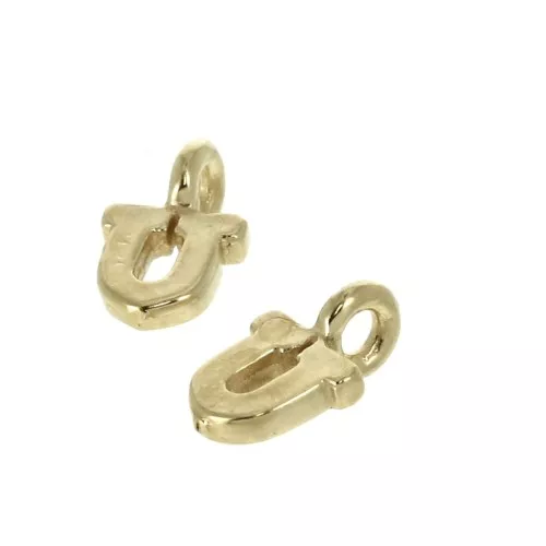 Dije letra alfabeto 8 mm con anilla cerrada - U - Chapado de Oro 3 micras x1