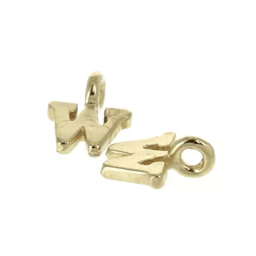 Dije letra alfabeto 8 mm con anilla cerrada - W - Chapado de Oro 3 micras x1