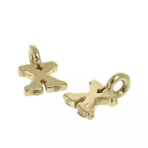 Dije letra alfabeto 8 mm con anilla cerrada - X - Chapado de Oro 3 micras x1