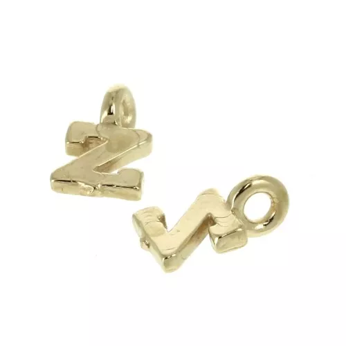 Dije letra alfabeto 8 mm con anilla cerrada - Z - Chapado de Oro 3 micras x1