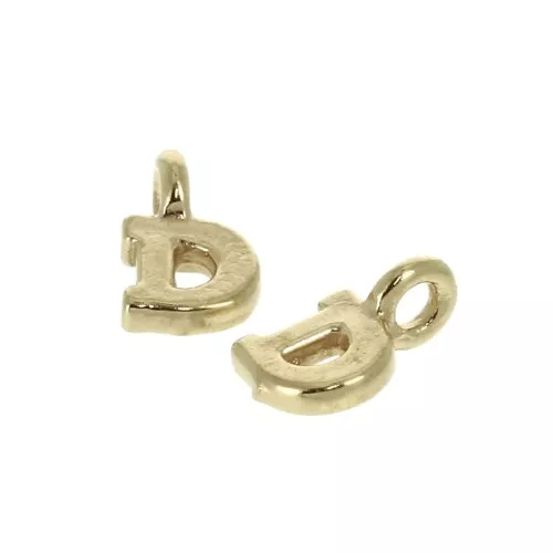 Dije letra alfabeto 8 mm con anilla cerrada - D - Chapado de Oro 3 micras x1