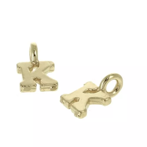 Dije letra alfabeto 8 mm con anilla cerrada - K - Chapado de Oro 3 micras x1