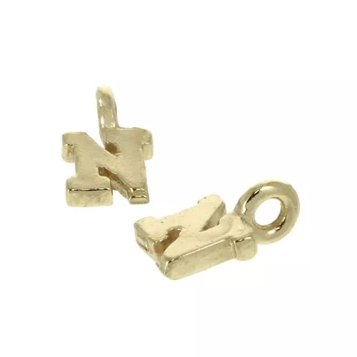 Dije letra alfabeto 8 mm con anilla cerrada - N - Chapado de Oro 3 micras x1