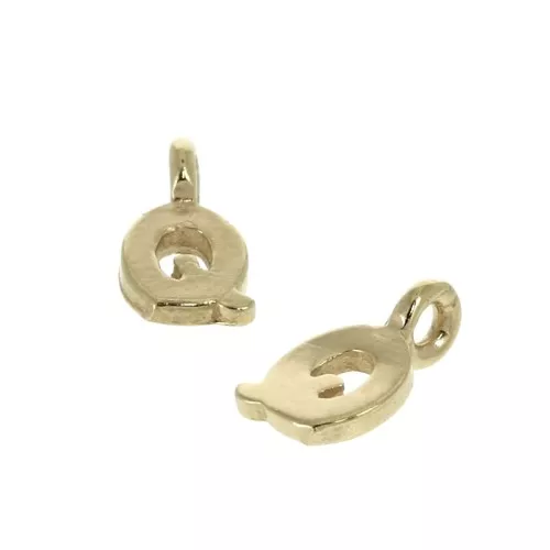 Dije letra alfabeto 8 mm con anilla cerrada - Q - Chapado de Oro 3 micras x1