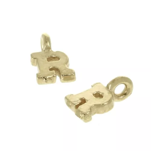 Dije letra alfabeto 8 mm con anilla cerrada - R - Chapado de Oro 3 micras x1