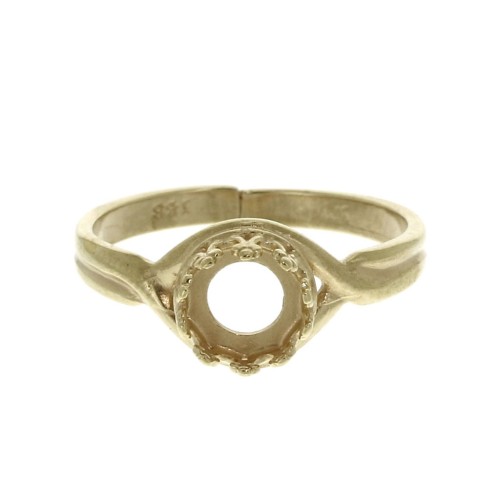 Anillo ajustable engaste corana cabuchón 6 mm - Chapado oro 3 micrasx1