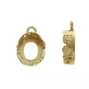 Colgante ovalado con detalles cabuchón fondo plano 10x8 mm Chapado Oro 3 micras x1