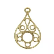 Colgante gota calado 25x15 mm - cabuchón base plana 6mm - Chapado Oro 3 micras x1