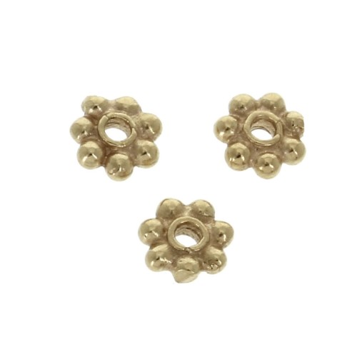 Cuentas arandelas con forma de flor 4 mm - Chapado Oro 3 micras x4