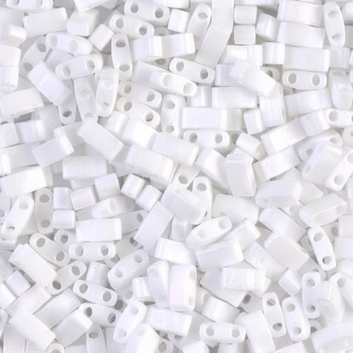 Miyuki Half Tila Beads 5x2.3x1.9mm HTL-402FR - Mat White AB x10g