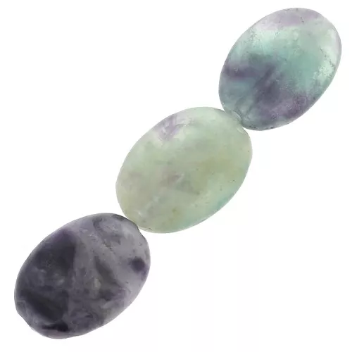 Cuentas olivas planas 14x10 mm de piedra gema - Fluorita x5