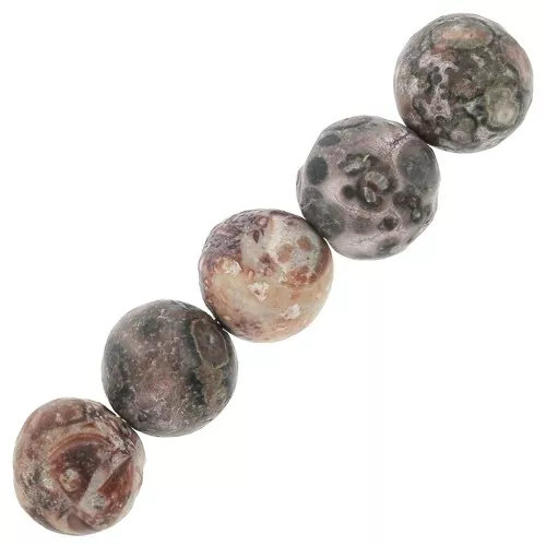 Cuentas redondas de piedra gema 8 mm - Jaspe Leopard x10