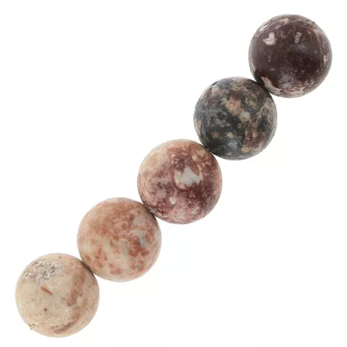 Cuentas redondas de piedra gema 10 mm - Jaspe Leopard x5