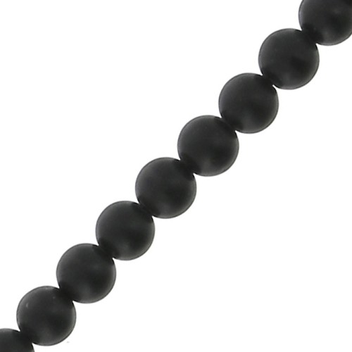 Cuentas redondas de 2 mm de piedras preciosas - Ágata negra Mat x40cm