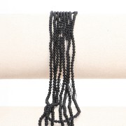 Cuentas redondas de piedras preciosas de 2 mm - Ágata negra Mat x36cm
