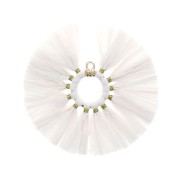 Colgante abanico con pompones de rafia 53 mm - Blanco - Dorado x1|raw }}