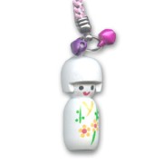 Muñeca Kokeshi de madera adornada 40 mm Blanco x1|raw }}