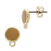 Ganchos pendientes redondo de resina epoxi 11.5x9 mm - Dorado con oro fino - Mostaza x2|raw }}
