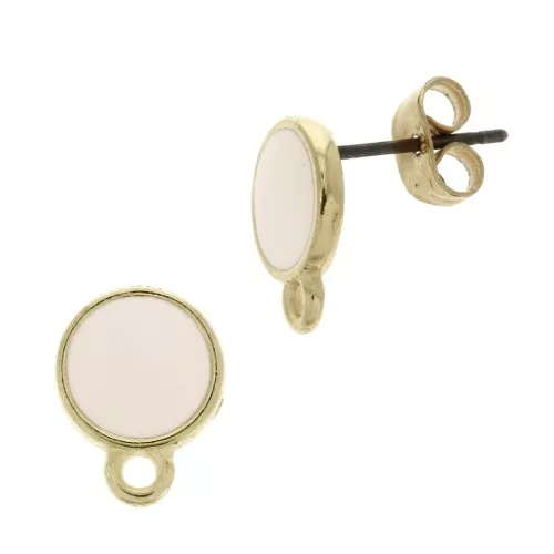 Ganchos pendientes redondo de resina epoxi 11.5x9 mm - Dorado con oro fino - Nude x2