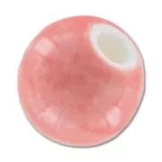 Perlas brillantes de cerámica 9 mm Rosa claro x5