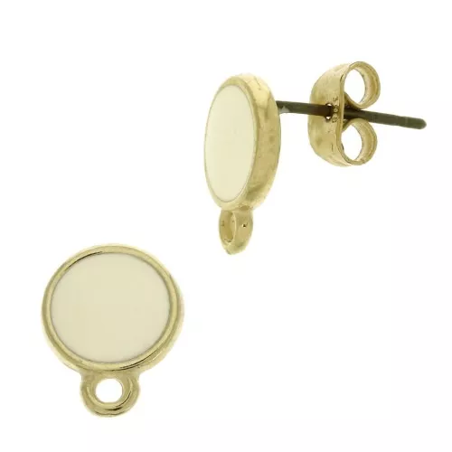 Ganchos pendientes redondo resina epoxi 11.5x9 mm - Oro fino 24k Pastel Yellow x2