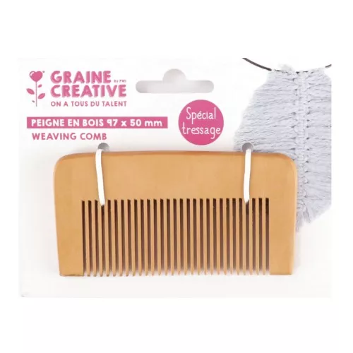 Peine de madera especial trenzado y macramé 97x50 mm - Natural x1